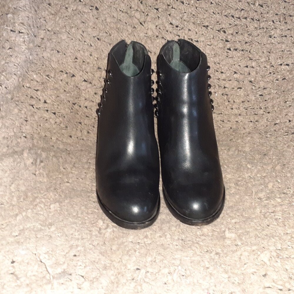 RAG & BONE-Alwyn-Studded Black Leather Heeled Booties-Back Zip-Sz 38.5-Excellent - Picture 4 of 9